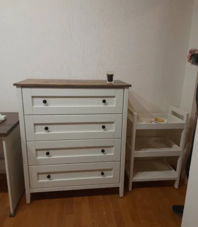 Высокий комод из массива сосны, белый ВРК752
